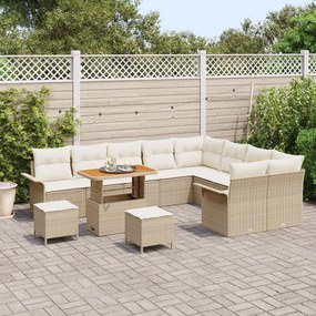 Conjunto de Sofá de Jardim vidaXL 12 Peças com Almofadas Vime Poliéste