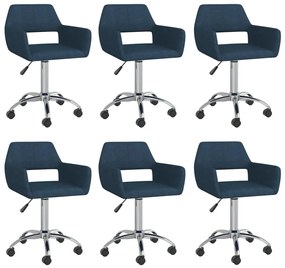 vidaXL Cadeiras de jantar giratórias 6 pcs tecido azul