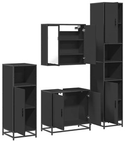 4 pcs conjunto móveis casa de banho derivados de madeira preto