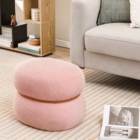 Pufe oval de 35 cm com assento almofadado Base de madeira em forma de anel e almofadas antiderrapantes Apoio para os pés multifunções 44 x 35 x 35 cm