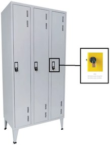 Cacifos Metálicos Triplo 3 Cacifos 1900x900x500mm Cadeado