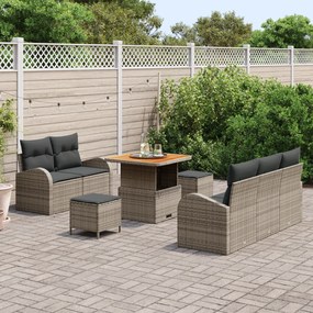 Conjunto de Sofás de Jardim vidaXL com 8 Peças e Almofadas em Rattan C