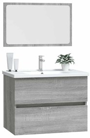 2 pcs conjunto móveis WC derivados de madeira sonoma cinza