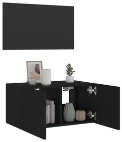 Móvel de parede para TV com luzes LED 60x35x31 cm preto