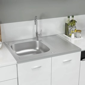 Lava-louça cozinha + escorredor 800x600x155mm aço inox prateado