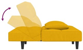 Sofá-cama 2 lugares com duas almofadas veludo amarelo