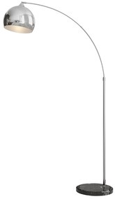 HOMCOM Candeeiro de Pé em Forma de Arco com Altura e Comprimento Ajustáveis com Interruptor de Pé 110-115x30x170-180 cm Prata e Preto | Aosom Portugal