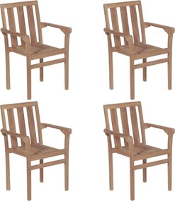 vidaXL Cadeiras de jardim empilháveis 4 pcs madeira de teca maciça