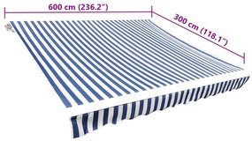 Lona para toldo azul/branco 6 x 3 m (sem estrutura/caixa)