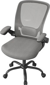 Cadeira de escritório ergonómica giratória com função de balanço em malha cinzenta