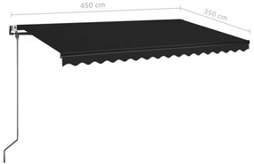 Toldo automático com LED e sensor de vento 450x350 cm antracite