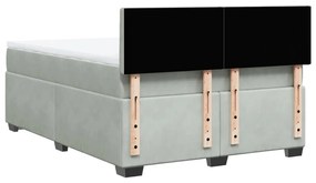Cama com molas/colchão 140x190 cm veludo cinzento-claro