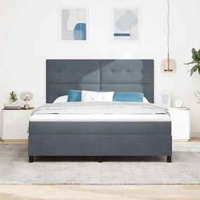 Cama Box com Colchão vidaXL Cinza Escuro Super King Veludo