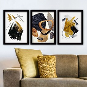 Pintura Decorativa em Moldura 3SC155 – Multicolor – 35 x 45 cm (3 Peça