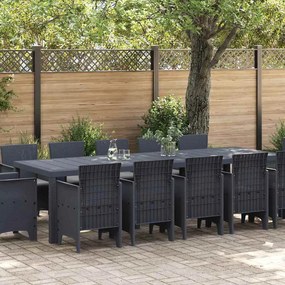 vidaXL Conjunto de Jantar de Jardim 13 Peças com Almofadas Antracite em Rattan