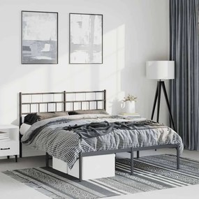 vidaXL Estrutura de cama em metal com cabeceira 150x200 cm preto