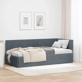 vidaXL Estrutura de Cama de Canto Cinza Escuro 90 cm x 200 cm Veludo