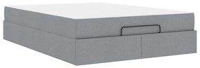 vidaXL Estrutura de cama com colchão 2 pcs Cinzento-claro tecido