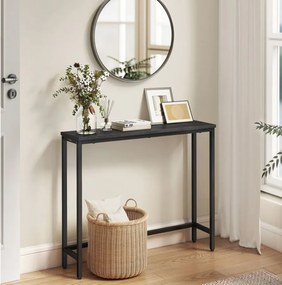 Mesa consola 20 x 80 x 81,2 cm, mesa de corredor, tampo de mesa de uma só peça, montagem fácil cinzento antracite-Preto