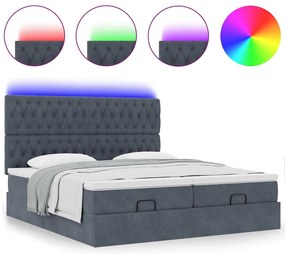 Estrutura cama otomana colchões 180x200 cm cinzento escuro
