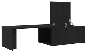 Mesa de Centro Folheada Preta de 150x50x35 cm
