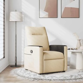 vidaXL Poltrona reclinável tecido cor creme