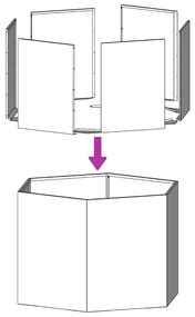 Vaso/floreira de jardim hexagonal 138x120x45 cm aço galvanizado