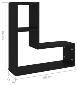 Estantes de parede 2 pcs 50x15x50 cm contraplacado preto