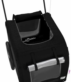 Reboque para Bicicleta para Pets - Tecido Oxford Preto e Ferro