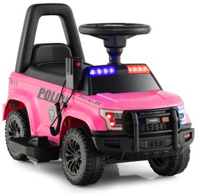 Carro de Polícia Elétrico para Crianças  Bateria 6V  com Megafone Alarme Luz para 18-60 Meses 62 x 44 x 43 cm Rosa