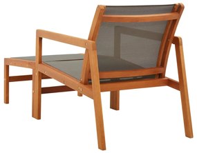 Cadeira de jardim c/ apoio pés eucalipto maciço/textilene cinza