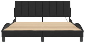 Estrutura de cama c/ luzes LED 160x200 cm veludo preto