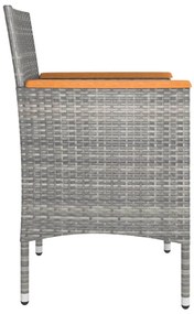 4 pcs conjunto de cadeiras e bancos de jardim vime PE cinzento