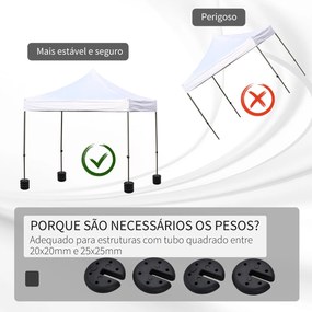 Conjunto de 4 Pesos para Pérgola Recarregável Água Areia Cimento Base