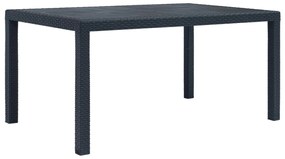 Mesa jardim 150x90x72 cm plástico antracite com aspeto de vime
