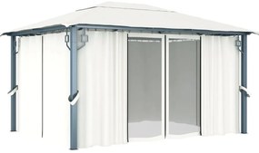 Gazebo com cortina 400x300 cm alumínio creme