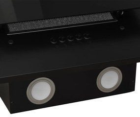 Exaustor de parede 90 cm aço inoxidável e vidro temperado preto