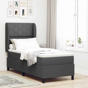 Cama Box Spring vidaXL com Colchão em Cinza Escuro, 80x200 cm, Tecido