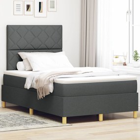 Cama Box Spring com Colchão Cinza Escuro 120x200 cm Tecido