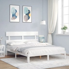 Cama sem colchão 160x200 cm madeira de pinho maciça branco