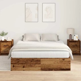 Cama com Armazenamento em Madeira Velha 140 x 200 cm da
