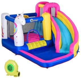 Outsunny Castelo inflável infantil com piscina escorregador cama de salto e bolsa de transporte 380x320x210 cm Multicolor