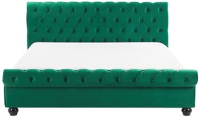 Cama de casal em veludo verde esmeralda 180 x 200 cm AVALLON Beliani