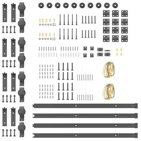 Kit de ferragens para porta deslizante 200 cm aço preto