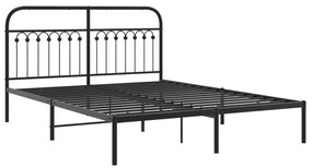 Estrutura de cama com cabeceira 160x200 cm metal preto