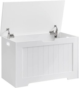 Banco de brinquedo VASAGLE LHS11WT com assento e baú de armazenamento com grande capacidade, branco, madeira projetada, 76 x 48 x 40 cm (L x A x P)
