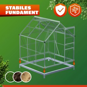 Fundação em aço galvanizado para estufa 190 x 190 x 12 cm Prateado