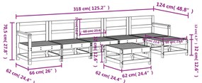 7 pcs conjunto lounge de jardim madeira de douglas maciça