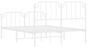 Estrutura de cama com cabeceira e pés 135x190 cm metal branco