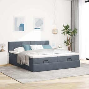 Estrutura cama otomana colchões 160x200 cm cinzento escuro